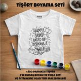 Çocuk Tişört Boyama Seti – 100 Of School Tişört Eğitici ve Eğlenceli Aktivite Seti - Beyaz