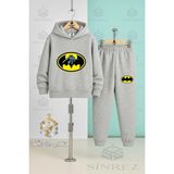 Çocuk Unısex Batman Logo Icınde Kapşonlu Eşofman Takımı - 15 - 16 Yaş - Gri