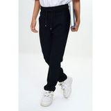 Çocuk Unisex Kız/erkek Beli Lastikli Dar Paça Pamuklu Gabardin Kumaş Siyah Okul PANTOLONU-PNT-2023 - Slim Fit - 8 - 9 Yaş