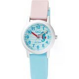 Çocuk Unisex Pembe Mor Puantiye Desenli Su Geçirmez Kol Saati Beyaz