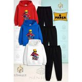 Çocuk Unısex Sımpson Kırmızı Mont Kaykaylı 3'lü Kapşonlu Eşofman Takımı - 1 Yaş - Beyaz - Mavi - Kırmızı