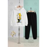 Çocuk Unısex Sımson Arkası Glg Kapşonlu Eşofman Takımı - 5 - 6 Yaş - Beyaz - Siyah