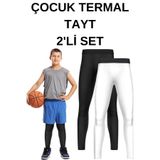 ÇOCUK UZUN FUTBOL TAYTI-ÇOCUK UZUN BASKETBOL TAYT-İÇLİK TERMAL TAYT-ÇOCUK SPOR TAYT SİYAH BEYAZ 2'Lİ ÇOCUKUZUNBEYAZ SİYAH