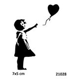 Çocuk Ve Balonu Yapışkanlı Stencil Süsleme Ve Boyama Kalıbı