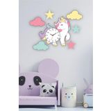 Çocuk ve Bebek Odası Unicorn Ahşap Duvar Saati