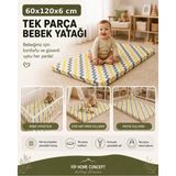Çocuk Yatağı Sünger Yer Yatağı Oyun Minderi Bebek Yatağı 60X120X6 Cm-Sarı Gri Zikzak - 60 x 120 cm