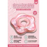 Çocuk Yüzme Simidi Süngerli Tavşan Temalı Emniyet Kilitli Tutmalı Pembe Deniz Havuz Simidi