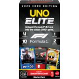 Çocuklar, hayranlar, aileler ve oyun geceleri için Mattel Games UNO Elite F1 Kartlar - Başlangıç Paketi kart oyunu, 4 Ek Kart Paketi ve 2 Özel Kart, JLV42