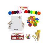 Çocuklar İçin 12 Renk Parmak Boyası Baskı Seti + 25x35 Cm Tuval Yıkanabilir 29 Parça Set