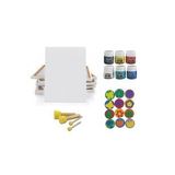 çocuklar için 25X35 tuval + parmak boyası seti ( pon pon fırça lı , baskı kalıplı )