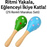 Çocuklar Için 2'li Ahşap Marakas Çiftli Set – Renkli, Neşeli, Eğlenceli - Çok Renkli
