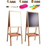Çocuklar Için Ahşap Manyetiksiz ve Karatahta Yazı Tahtası - Ahşap - Ceviz - Seçenek 1