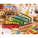 Çocuklar İçin Ahşap Mızıka Çocuk Oyuncağı Renkli Desenli Müzik Aleti Eğitici Eğlenceli Hediye 1 Adet