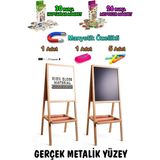 Çocuklar Için Ahşap Yazı Tahtası, Metal Yüzeyle Eğlenceli Öğrenme - Ahşap - Bej - Siyah - Seçenek 1