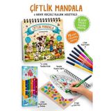 Çocuklar İçin Çiftlik Mandala - 6 Renk Keçeli Kalem ve 75 Adet Çıkartma Hediye! 3+