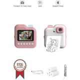 Çocuklar Için Dijital Fotoğraf ve Video Makinesi, Termal Resim Yazıcı, Pembe - Ahşap - Bej