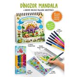 Çocuklar İçin Dinozor Mandala - 6 Renk Keçeli Kalem ve 75 Adet Çıkartma Hediye! 3+