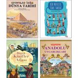 Çocuklar İçin Dünya Tarihi - Bir Nefeste Türk Tarihi - Keşfedin Anadolu Uygarlıkları - Büyük Kaşifler Atlası 4 Kitap