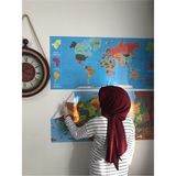 Çocuklar Için Eğitici Türkiye ve Dünya Haritası Seti 118X56 Cm, Duvar Dekoru - Ahşap - Beyaz - Seçenek 1