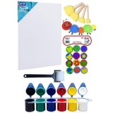 Cocuklar Icin Etkinlik Seti, Parmak Boyasi, Ponpon Eva Baski 25*35 Tuval Rulo Firca (Yikanabilir)