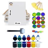 Cocuklar Icin Etkinlik Seti, Parmak Boyasi, Ponpon Eva Baski 35X50 Tuval Rulo Firca (Yikanabilir)