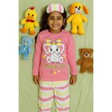 Çocuklar Için Göz Maskeli Karakter Baskılı %100 Pamuk 3 Lü Pijama Takımları - Pembe - 8 Yaş