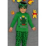 Çocuklar Için Göz Maskeli Karakter Baskılı %100 Pamuk 3 Lü Pijama Takımları - Yeşil - 8 Yaş