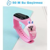 Çocuklar Için Mavi Tavşan Figürlü Dijital Su Geçirmez Saat, LED Dokunmatik Ekran - 01P-Pembe - Seçenek 1