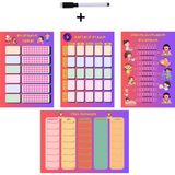 Çocuklar Için Planlayıcı Set - Pembe (Alışkanlık Takibi, Haftalık Planlayıcı, Sorumluluk Takibi, Ders Programı) - 4'lü