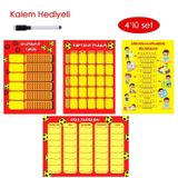 Çocuklar İçin Planlayıcı Set - Sarı Kırmızı (Alışkanlık Takibi, Haftalık Planlayıcı, Sorumluluk Takibi, Ders Programı)