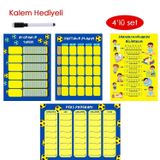 Çocuklar İçin Planlayıcı Set - Sarı Lacivert (Alışkanlık Takibi, Haftalık Planlayıcı, Sorumluluk Takibi, Ders Programı)