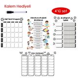 Çocuklar İçin Planlayıcı Set - Siyah Beyaz (Alışkanlık Takibi, Haftalık Planlayıcı, Sorumluluk Takibi, Ders Programı)
