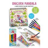 Çocuklar İçin Unicorn Mandala - 6 Renk Keçeli Kalem ve 75 Adet Çıkartma Hediye! 3+