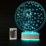 Çocuklara Özel 3D Kedi ve Yıldızlar Dekoratif Led Lamba
