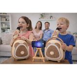 Çocuklara Özel Retro Tasarımlı Bluetooth Karaoke Mikrofon ve Ahşap Tripodlu –Koyu Kahverengi (Kahverengi)
