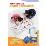 Cocuklara Ozel Yikanabilir Boyamali Seccade Seti Mavi