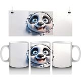 Çocuklara Sütü Sevdiren Duvarı Delip Bakan Meraklı Panda Kupa Bardak - 1 Adet - 300 ml