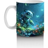 Çocuklara Sütü Sevdiren Işıltılı Orman Panda Dostları Kupa Bardak - Renkli - 300 ml