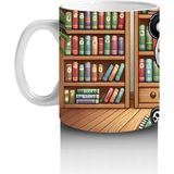 Çocuklara Sütü Sevdiren Kitap Okuyan Sevimli Panda Desenli Kupa Bardak - 1 Adet - 300 ml