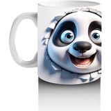 Çocuklara Sütü Sevdiren Meraklı Panda Kupa Bardak - Renkli - 300 ml