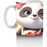 Çocuklara Sütü Sevdiren Pasta Yapan Panda Kupa Bardak - Renkli - 300 ml