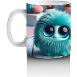 Çocuklara Sütü Sevdiren Tüylü Peluş Top Kupa Bardak - 1 Adet - 300 ml
