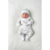 Çocuksan Baby&Kids Wear Erkek Bebek Mavi Dinazorlu Penye Hastane Çıkışı 5'li Set Takım - Zıbın, Organik Pamuk, Yumuşak