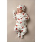 Çocuksan Baby&Kids Wear Kız Bebek Çilek Desenli Penye Hastane Çıkışı 5'li Set Takım - Zıbın Takım, Organik Pamuk, Yumuşak