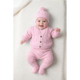 Çocuksan Baby&Kids Wear Pembe 5 Parça Kız Bebek Takım Örgülü Triko Bebek Takım