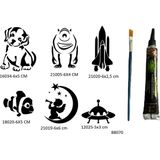 Çocuksu Desenler 6 Adet Şablon ve Hint Kınası Geçici Dövme Seti