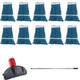 Cod-ex Çift Kovalı Temizlik Arabası Seti Yedek Mop Takımı - 10 Adet 17 Cm. Dar Mop + Mop Tutucu + Sap