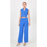 codemark Kadın Ceket Yaka Gold Düğmeli Crop Blazer Ceket