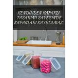 Codemfire 12'Li Kendinden Kendinden Kapaklı Kare Saklama Kabı, Erzak, Baharat 1,15 Litre - 1,2 lt