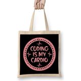 Coding Is My Cardio Fitness Gym Workout Mens Womens 02 Bez Çanta Uzun Saplı - Açık Bej - 40 X 40